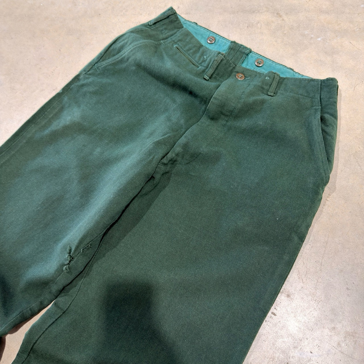 Dark Green Wool Trousers