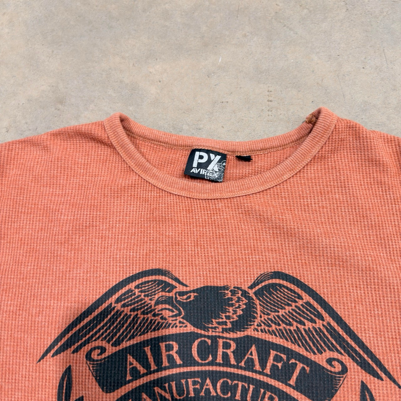 Avirex Orange Printed Waffle Long Sleeve
