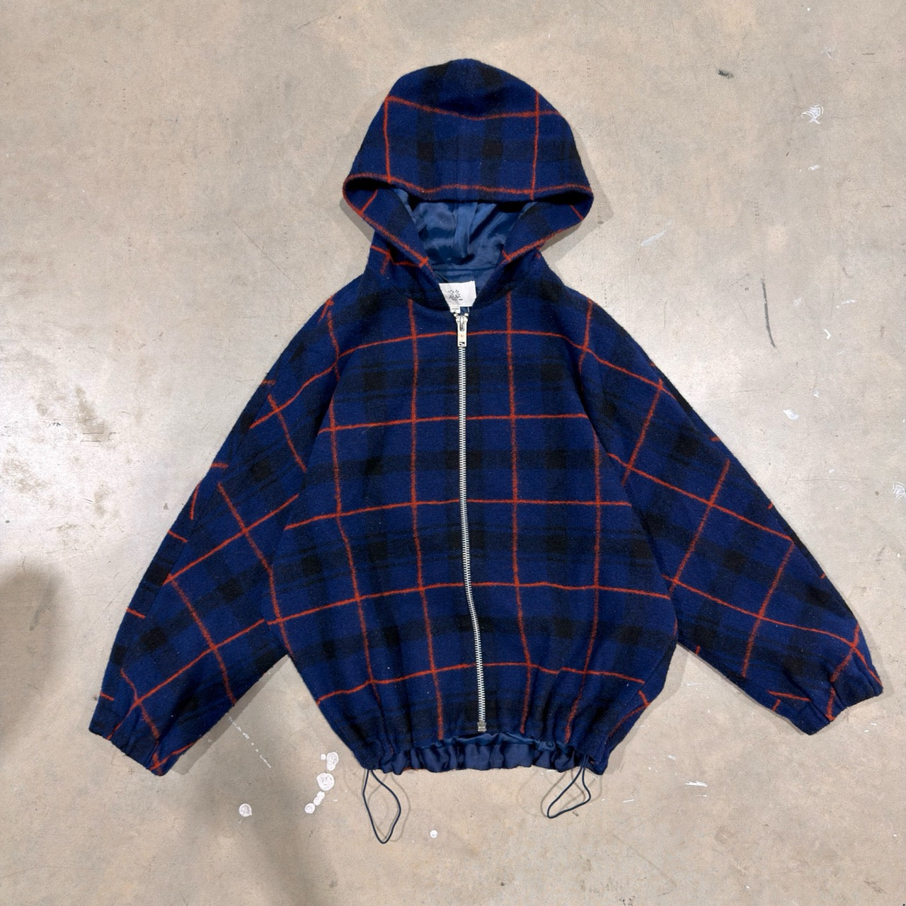 Plaid Wool Zip-Up Hoodie